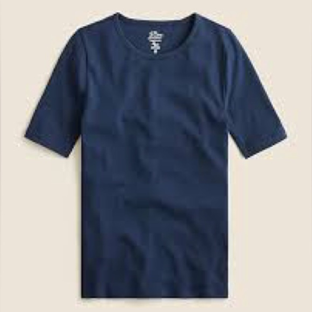 NWT J. CREW Small Perfect-Fit Short-Sleeve Crewneck T-Shirt Navy Basic Knit XXS